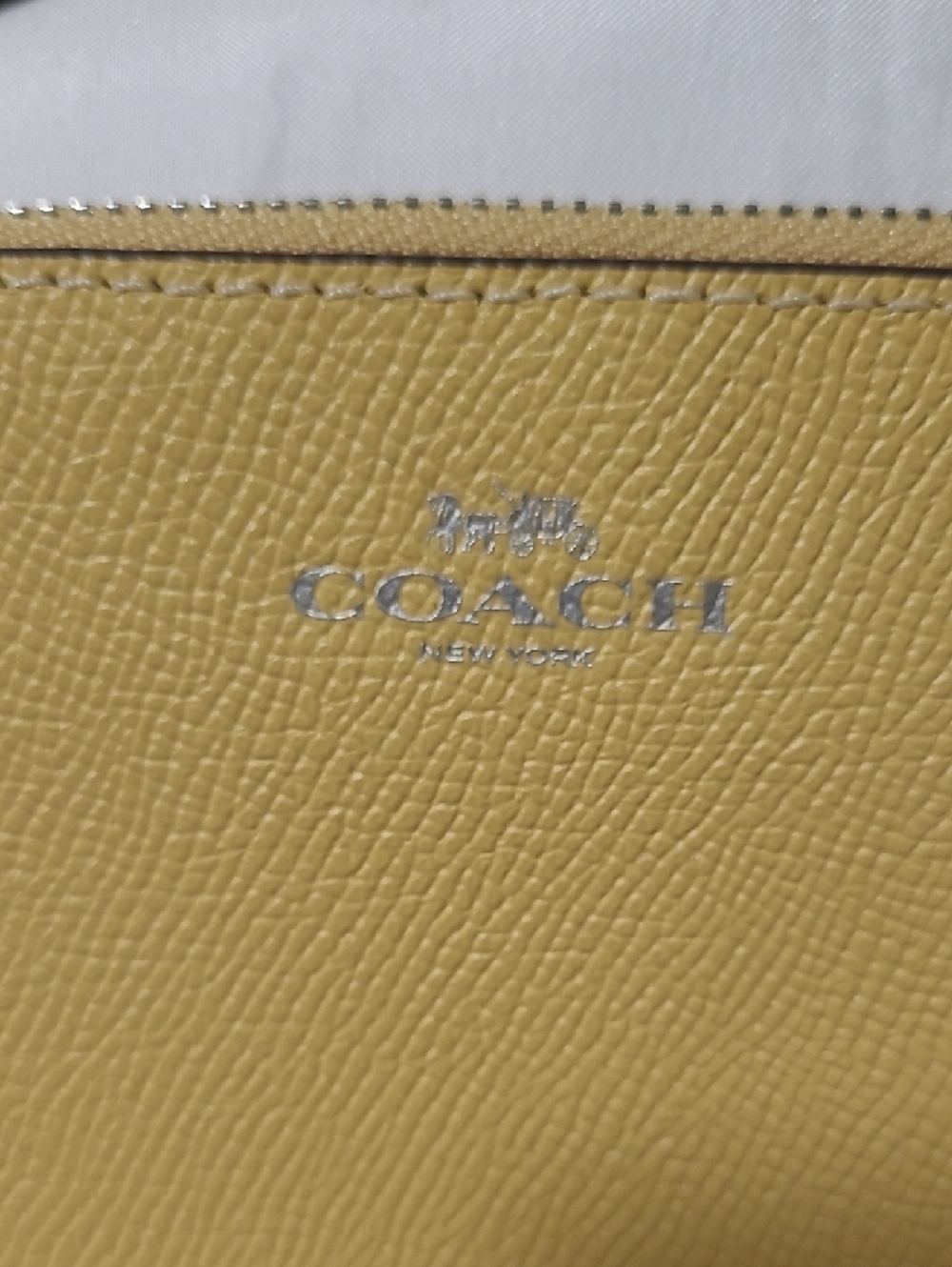 Coach Yellow Leather Corner Zip Wristlet with Strap - Picture 2 of 7